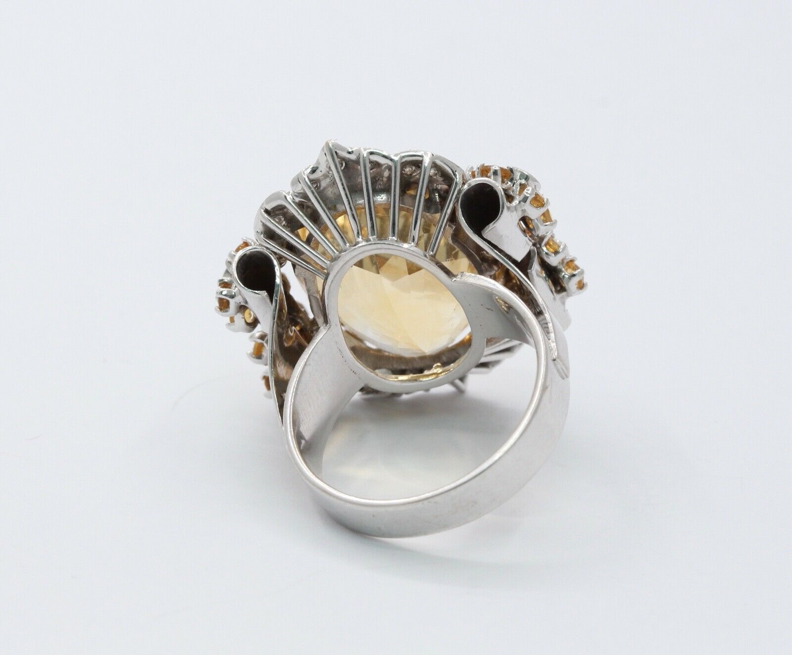 Huge Majestic Italian 18K Citrine Diamonds Ring