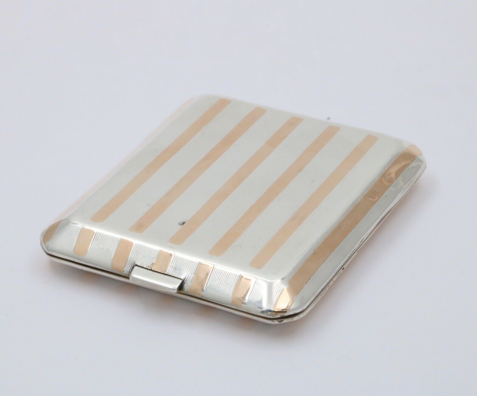 Vintage Tiffany & CO Sterling Silver & 14K Yellow Gold Powder Compact Case.