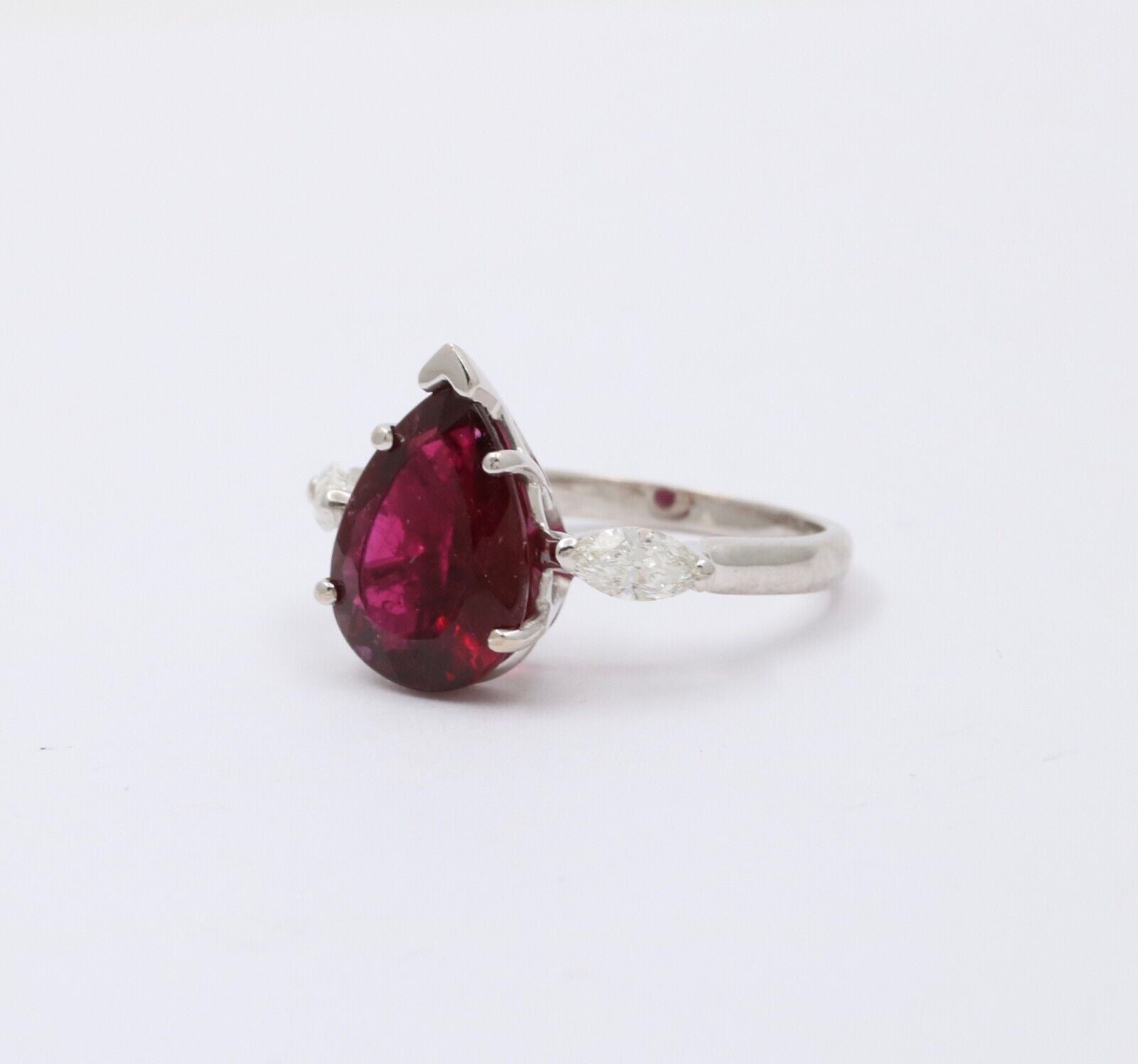 Gorgeous 18K White Gold Rubellite Tourmaline and Diamond Ring