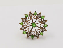 Load image into Gallery viewer, Sweet Victorian Scrolling Green Garnet And Split Pearl Brooch Pin, Pendant, Watc
