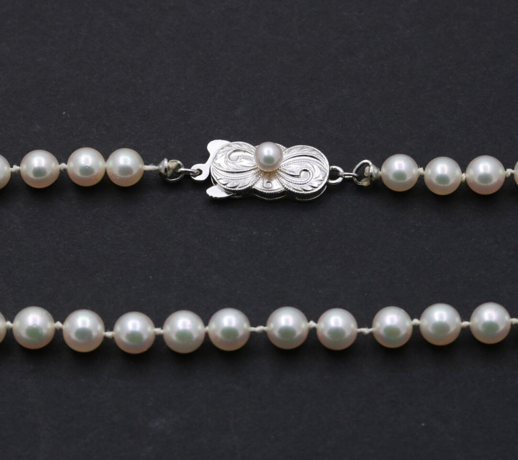 Classic Mikimoto Sterling Silver Cultured Pearl Necklace, June Birthstone.
