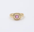 Vintage Pink Sapphire Diamonds 14k Yellow Gold Ring