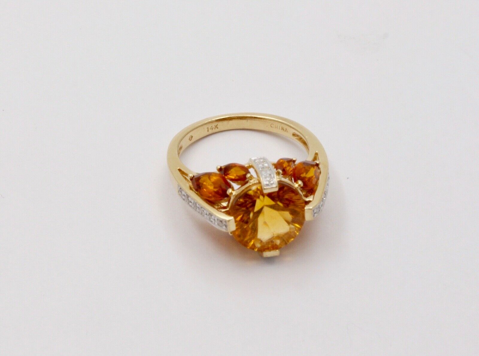 Architectural Dome Citrine & Diamond In 14K Yellow & White Gold Ring