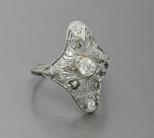 Load image into Gallery viewer, Art Deco 18K White Gold Diamonds Filagree Ring
