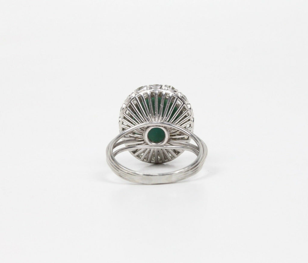 Vintage Turquoise and Diamonds 18K White Gold Ladies Ring