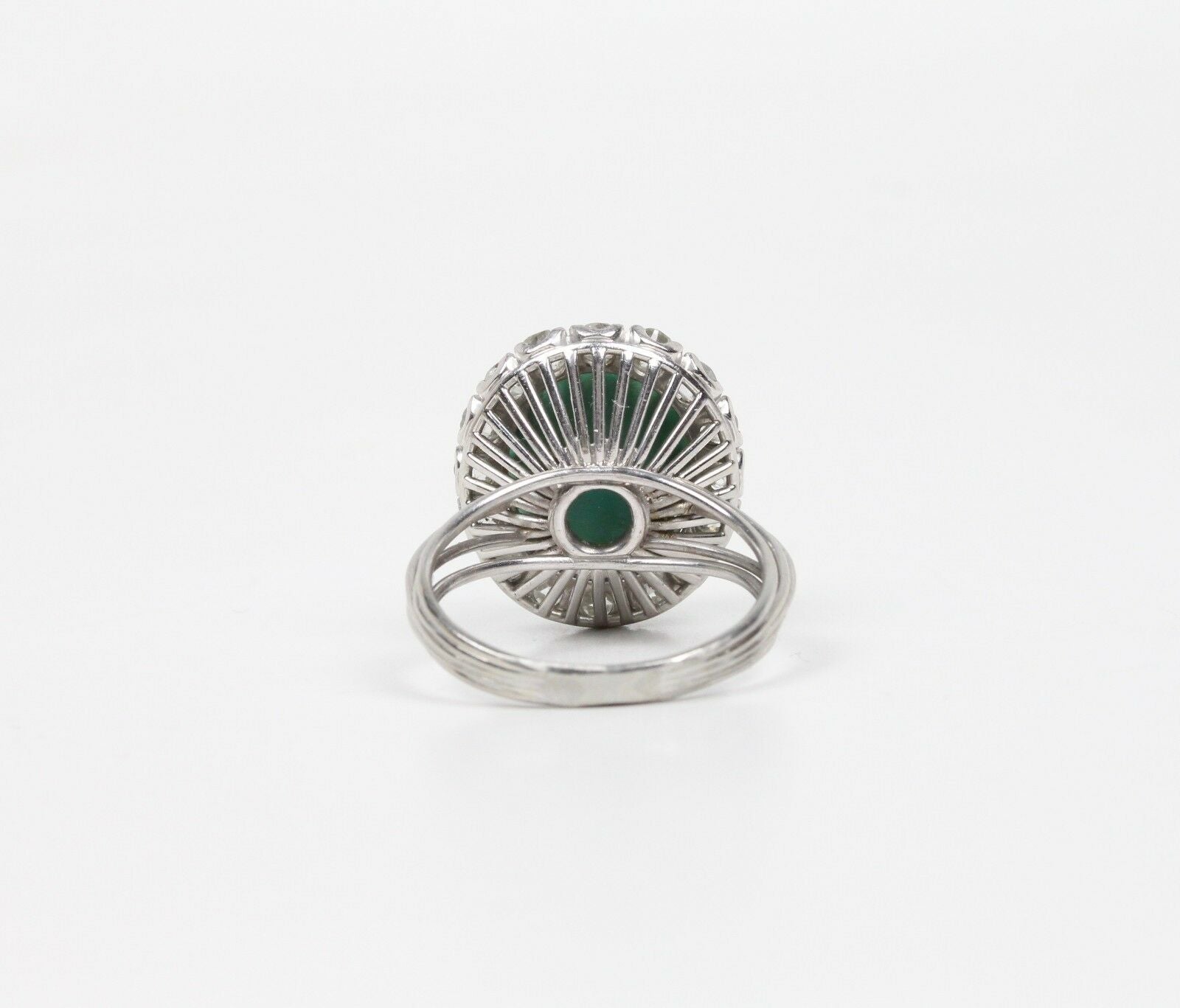 Vintage Turquoise and Diamonds 18K White Gold Ladies Ring