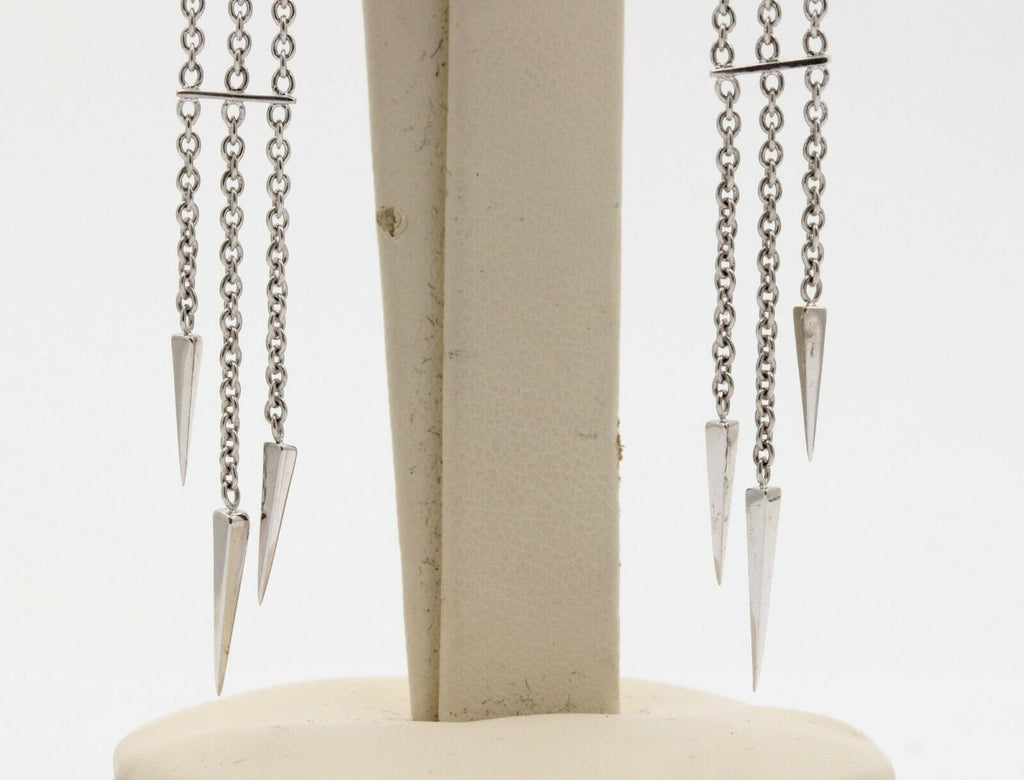 Vintage 14K White Gold Chandelier Onyx Diamond Earrings