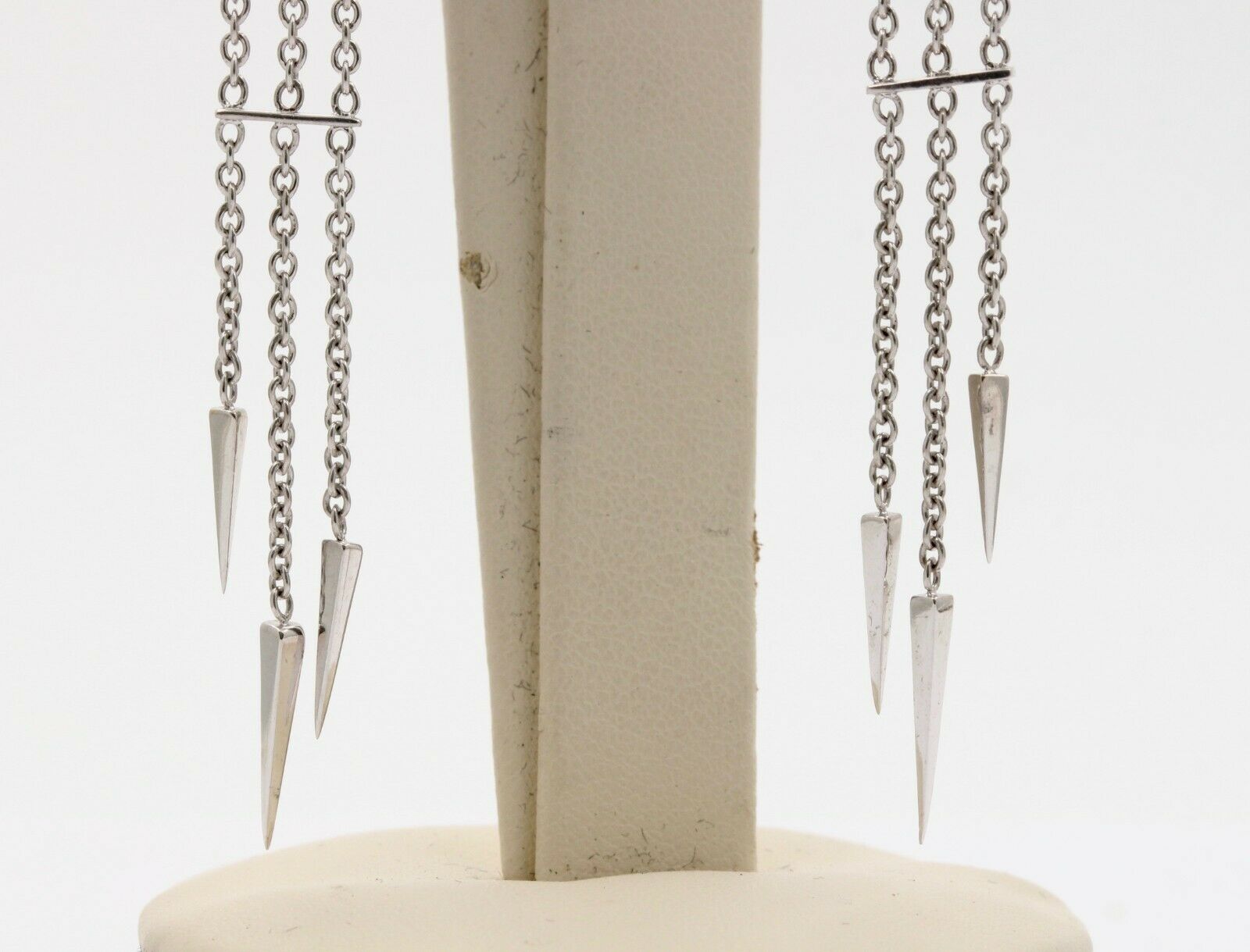 Vintage 14K White Gold Chandelier Onyx Diamond Earrings