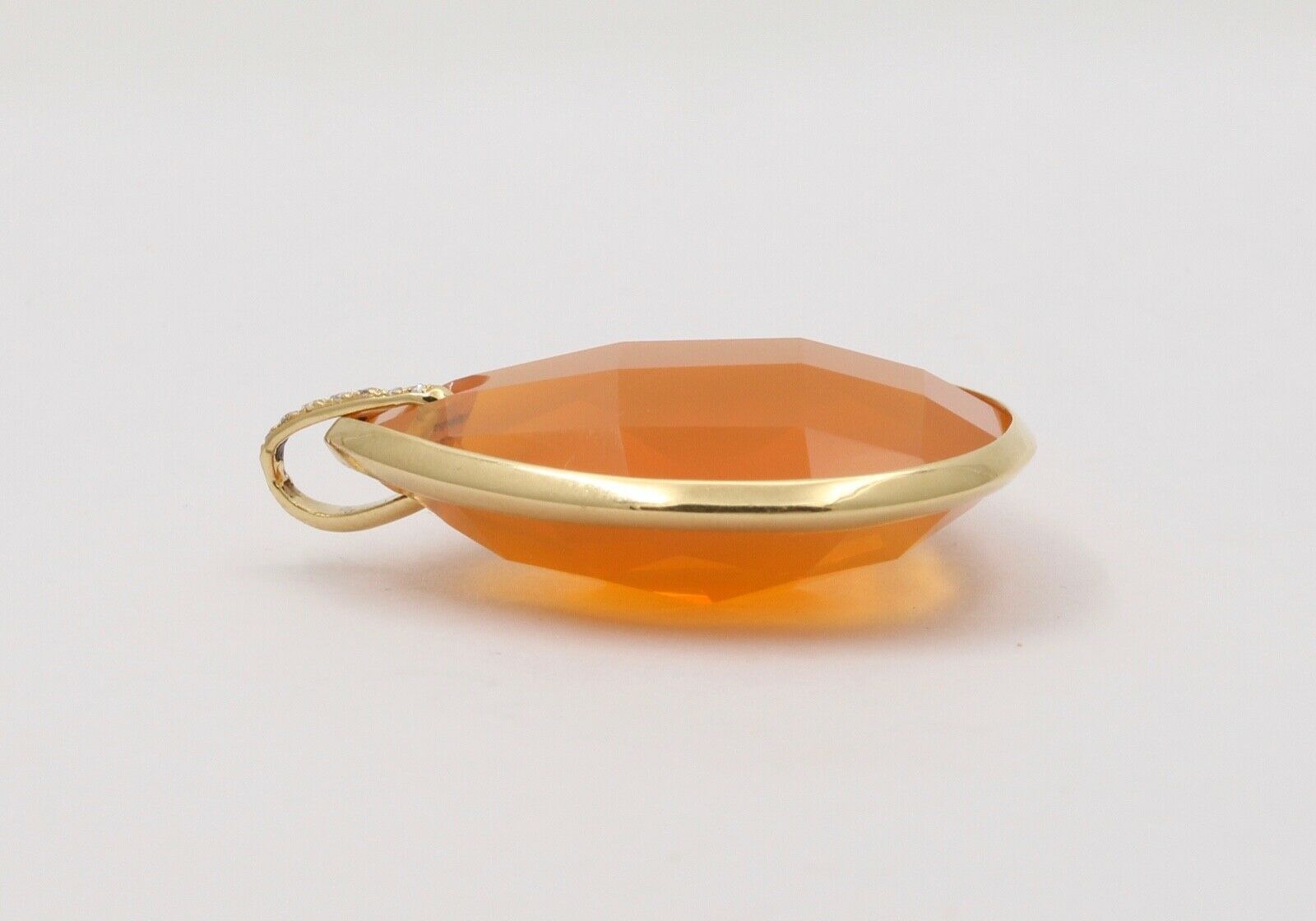 Large Checkerboard Cut Approx 50 Carats Fire Opal Diamond Pendant, Necklace.