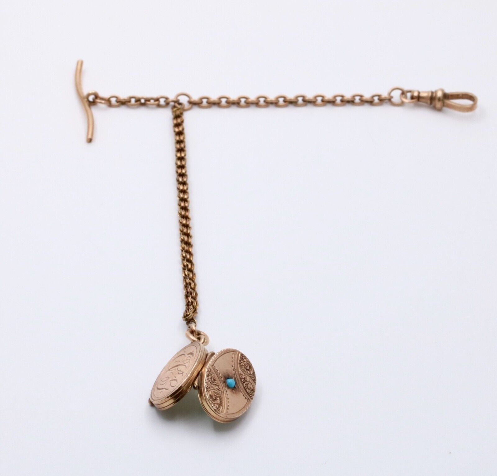 Victorian Antique Watch Chain FOB Locket 14K 10K Yellow Gold