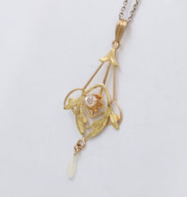 Load image into Gallery viewer, Art Nouveau Limestone Pearl 10K Yellow Gold Pendant
