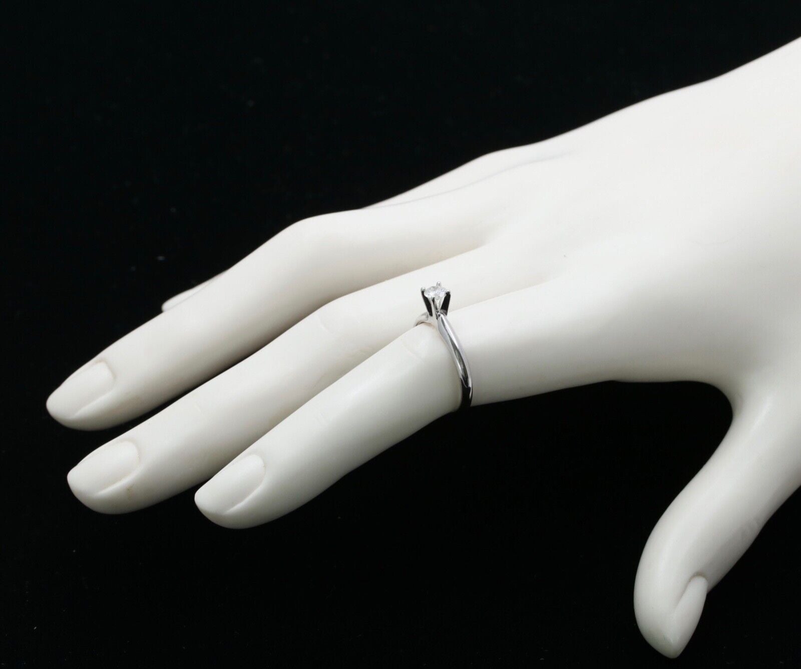 Vintage Solitaire Diamond 14K White Gold Engagement Ring