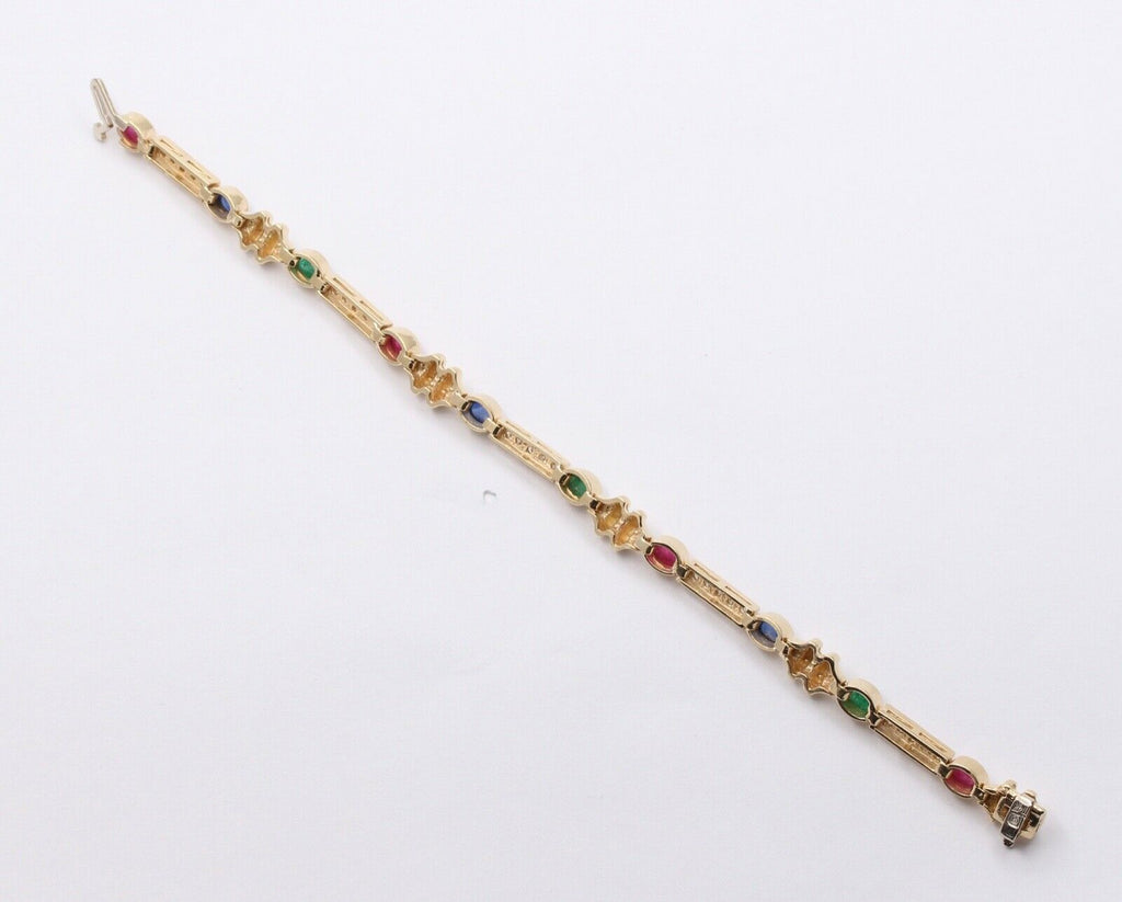 Vintage Unique Multi Stone 14k Yellow Gold Bracelet