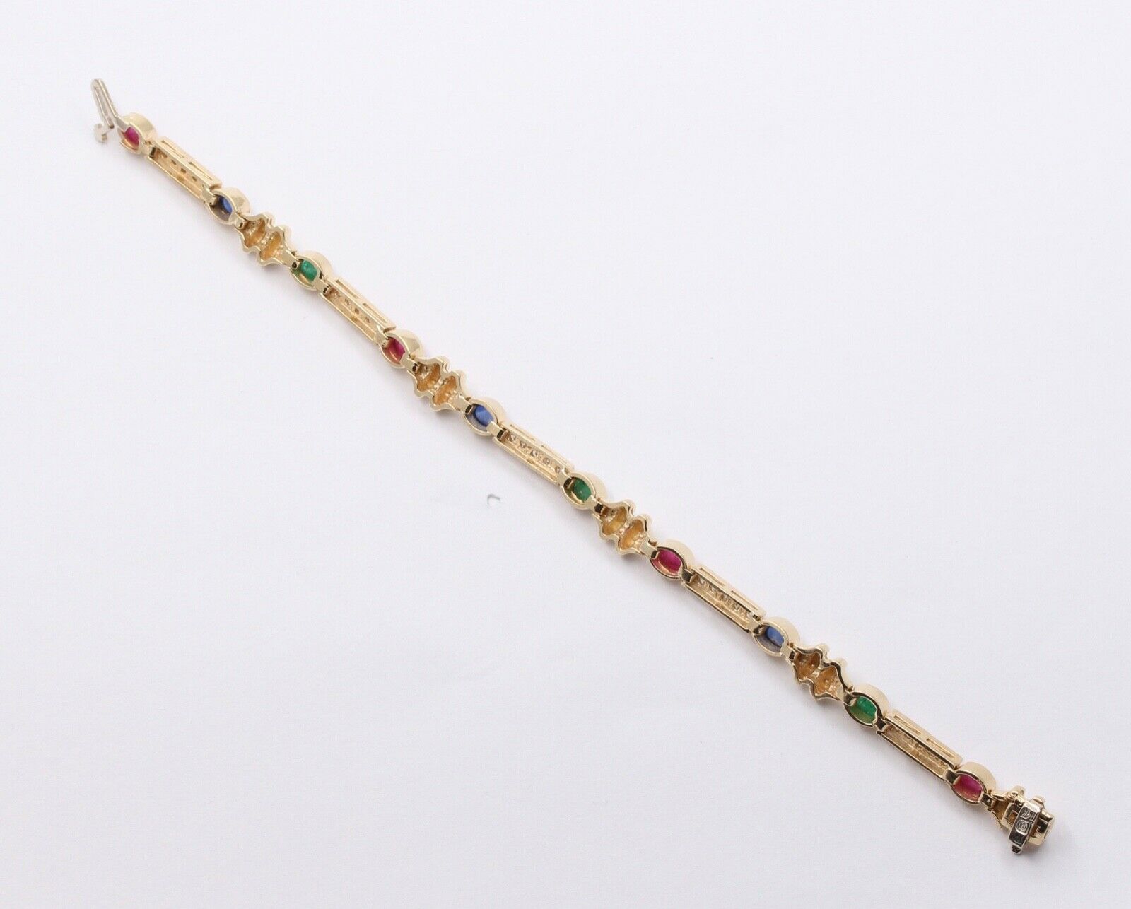 Vintage Unique Multi Stone 14k Yellow Gold Bracelet