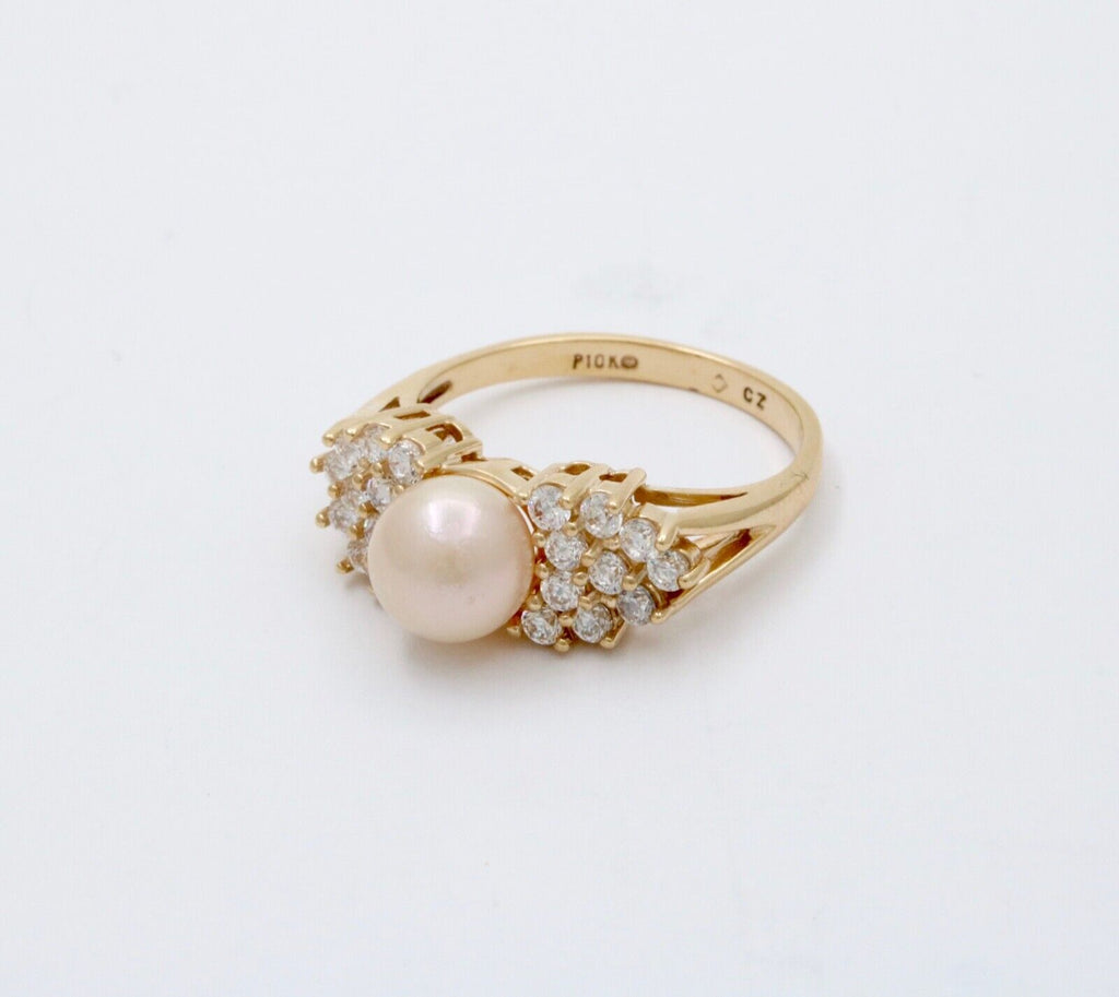 Vintage 10K Gold Pearl Cocktail Ring.