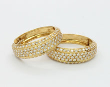 Load image into Gallery viewer, Vintage Ladies Fat 18K Yellow Gold Diamonds Hoop Earrings
