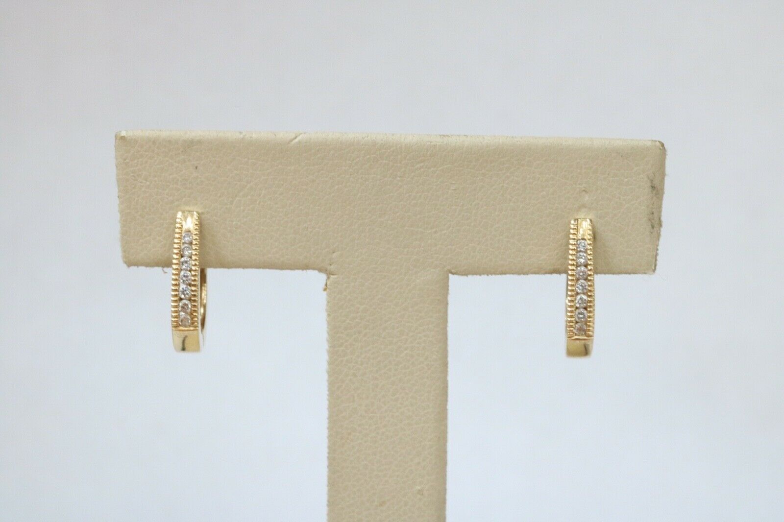 Vintage Diamonds 14K Yellow Gold Huggie Milgrain Earrings