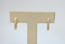 Load image into Gallery viewer, Vintage Diamonds 14K Yellow Gold Huggie Milgrain Earrings
