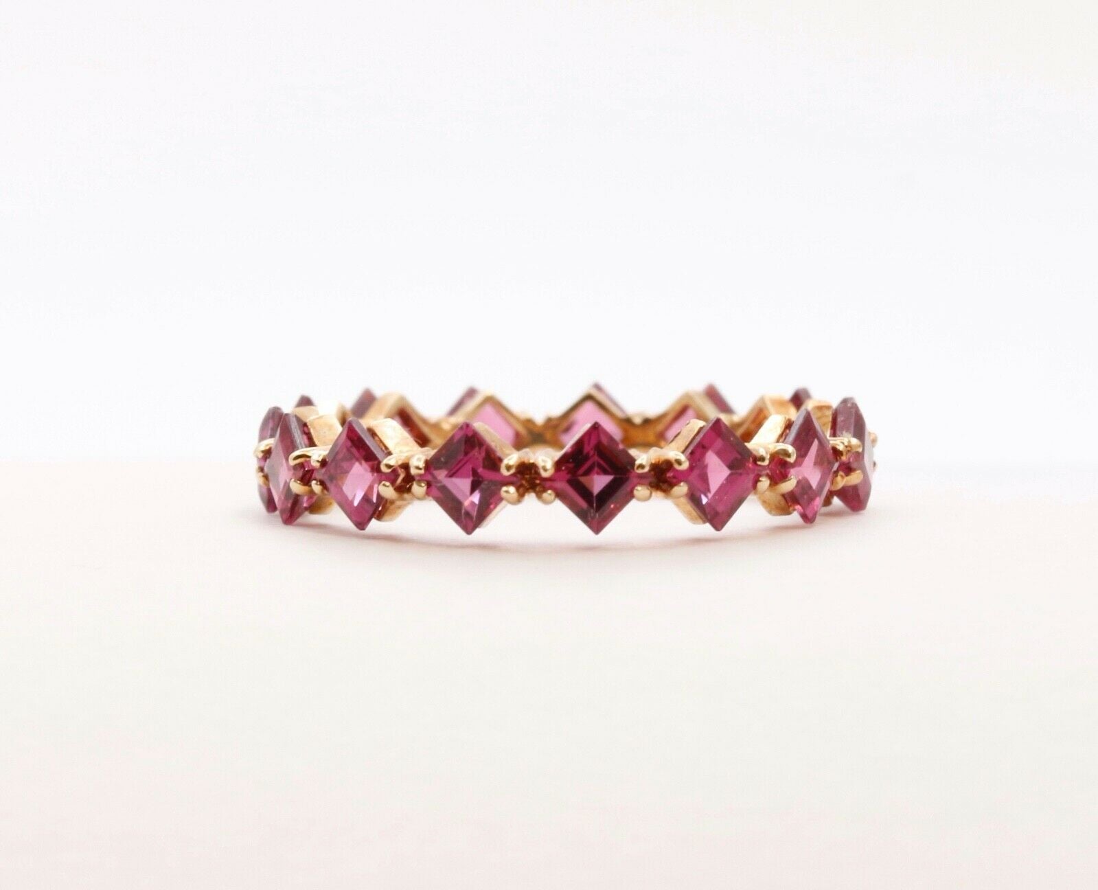 Vintage Ladies Tourmaline 14K Rose Gold Eternity Band