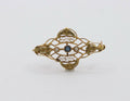 Art Nouveau 10K Yellow Gold Sapphire Pearl Brooch