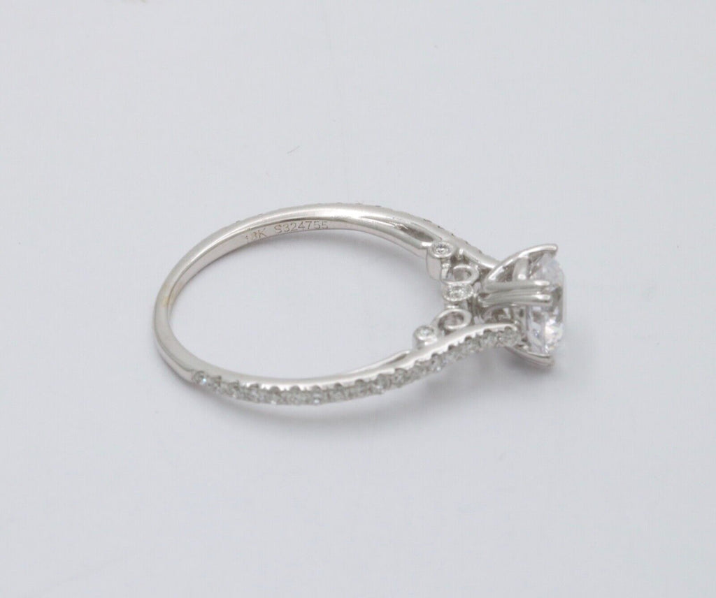 The Elegant 18K White Gold White Sapphire & Diamond Engagement Ring