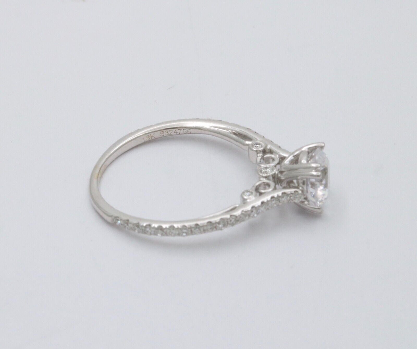 The Elegant 18K White Gold White Sapphire & Diamond Engagement Ring