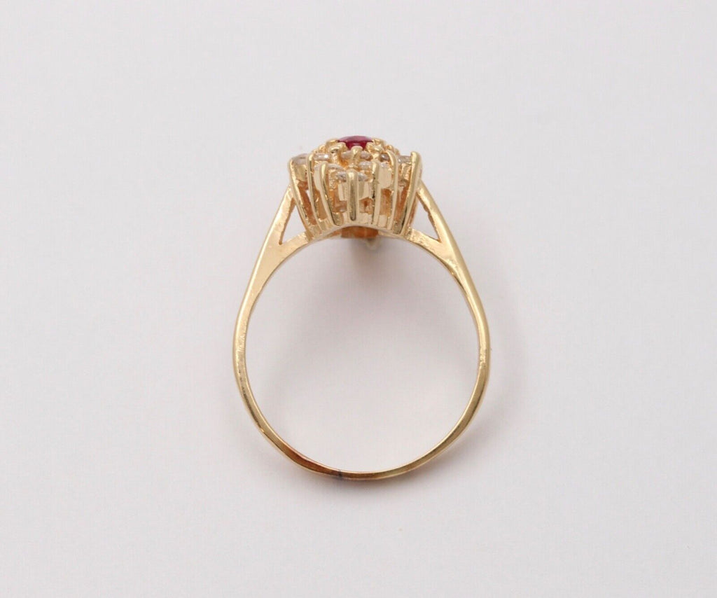 Vintage Diamond and Ruby Navette Ring, Statement Ring