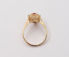 Load image into Gallery viewer, Vintage Diamond and Ruby Navette Ring, Statement Ring
