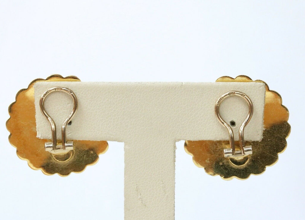 Vintage Diamonds 18K Yellow White Gold Chrysanthemum Flower Earrings