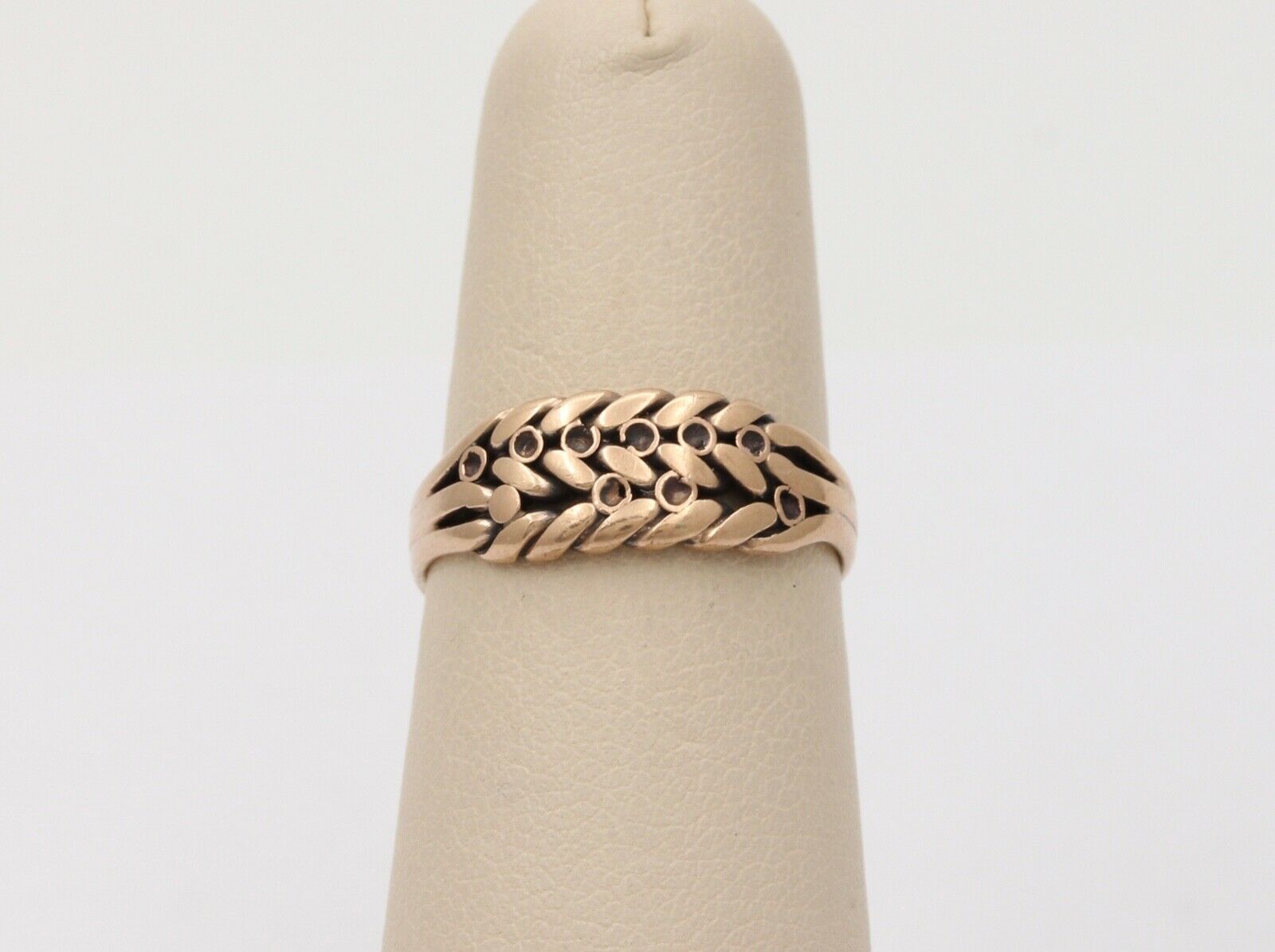 Art Deco Nathan Brothers Leaf Pattern English 9K Rose Gold Ring