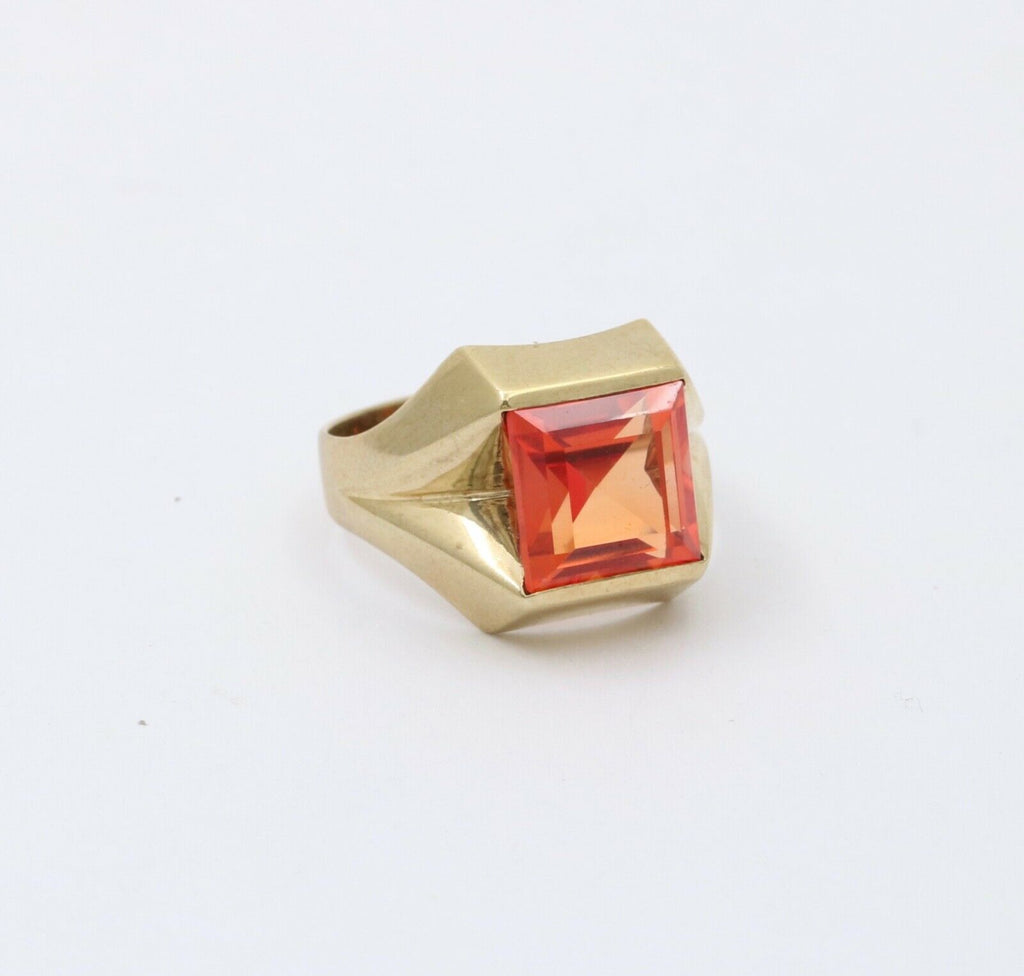 Beautiful Erie Basin Orange Stone 9K Yellow Gold Ring