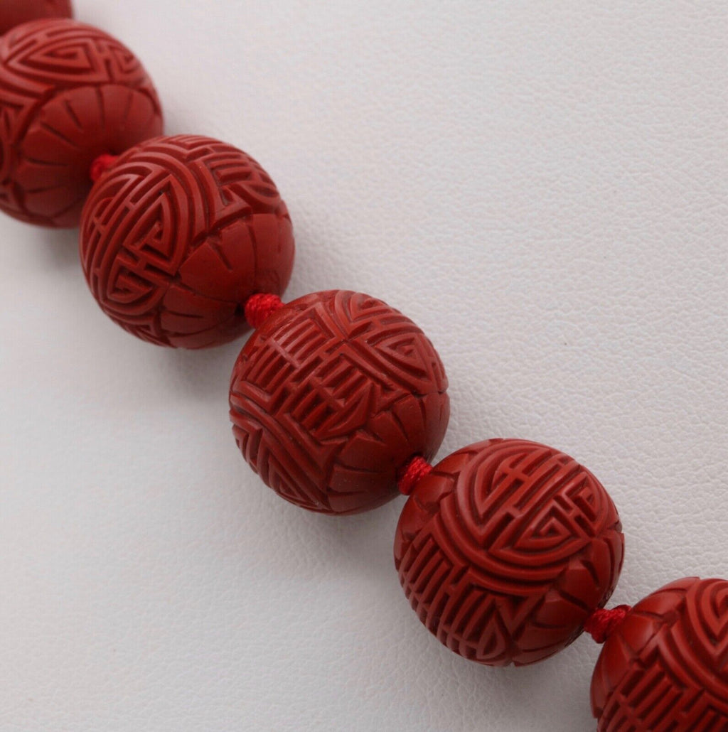 Vintage Red Cinnabar Chanterelle Necklace Pendant