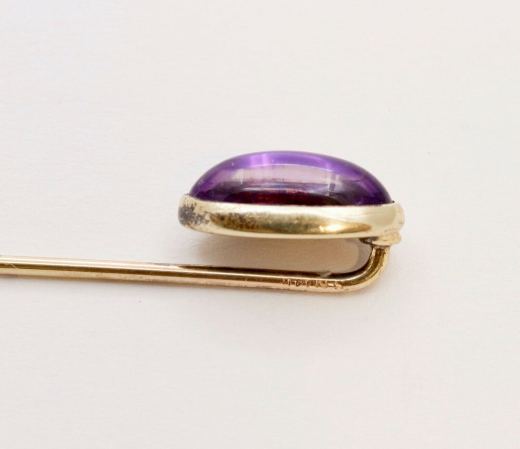 Victorian Amethyst 14K Yellow Gold Stick Pin