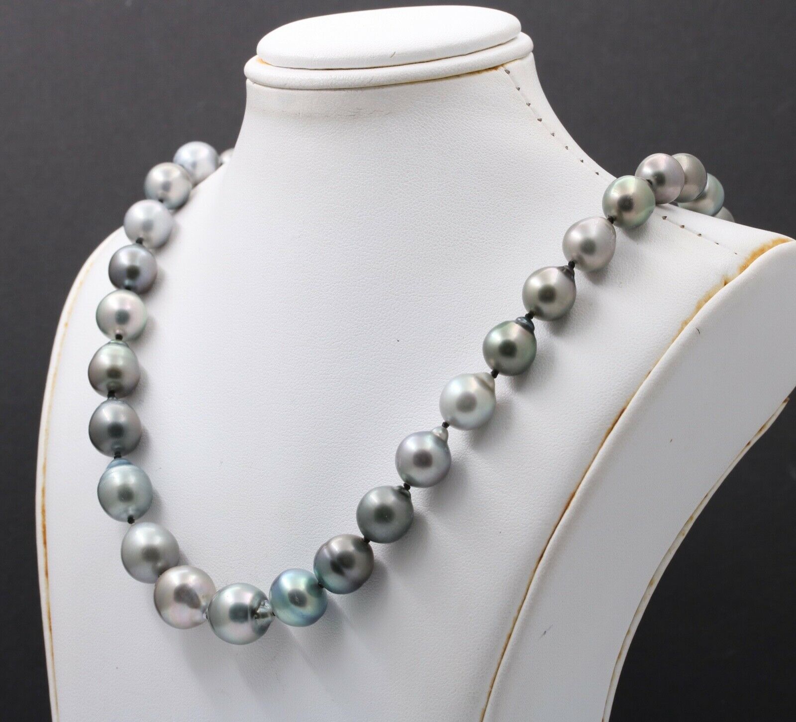 Vintage 14K White Gold Beaded Tahitian Baroque Multicolor Pearl Necklace, June B
