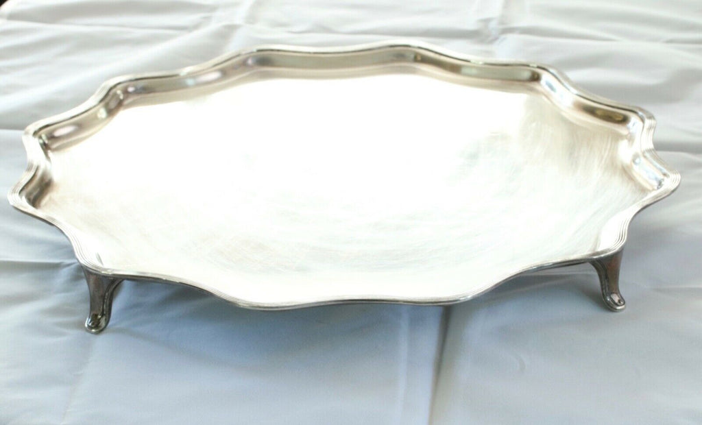 Tiffany and Co. English Sterling Silver 925 Scalloped Round Serving Tray