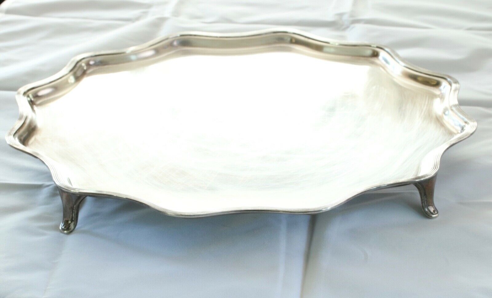 Tiffany and Co. English Sterling Silver 925 Scalloped Round Serving Tray