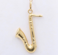 Vintage Alto Saxophone 14K Yellow Gold Pendant, Charm