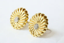 Load image into Gallery viewer, Vintage Diamonds 18K Yellow White Gold Chrysanthemum Flower Earrings
