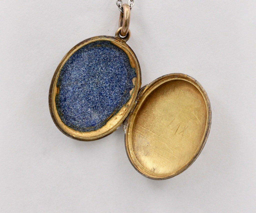 Victorian Mourning 10K Yellow Gold Enamel Cross Locket Pendant