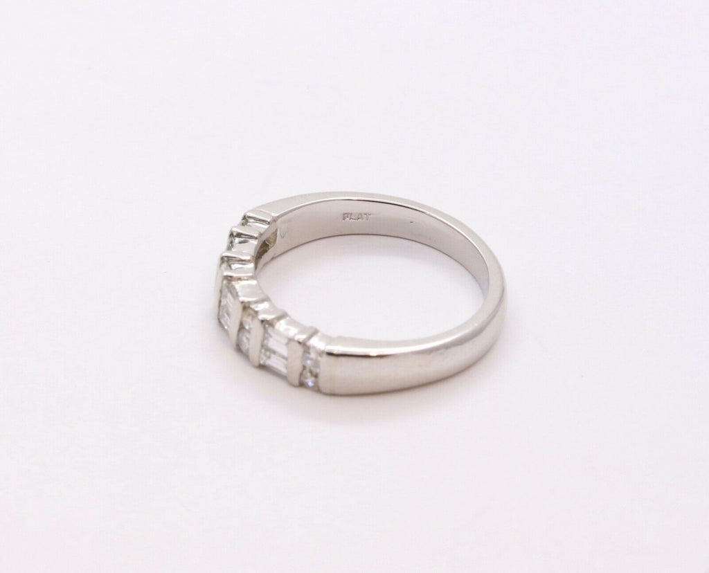 Vintage Ladies Diamonds Platinum White Gold Wedding Band Stackable Ring