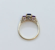 Load image into Gallery viewer, Vintage Tourmaline Tanzanite Diamonds 10K Yellow Gold Ring
