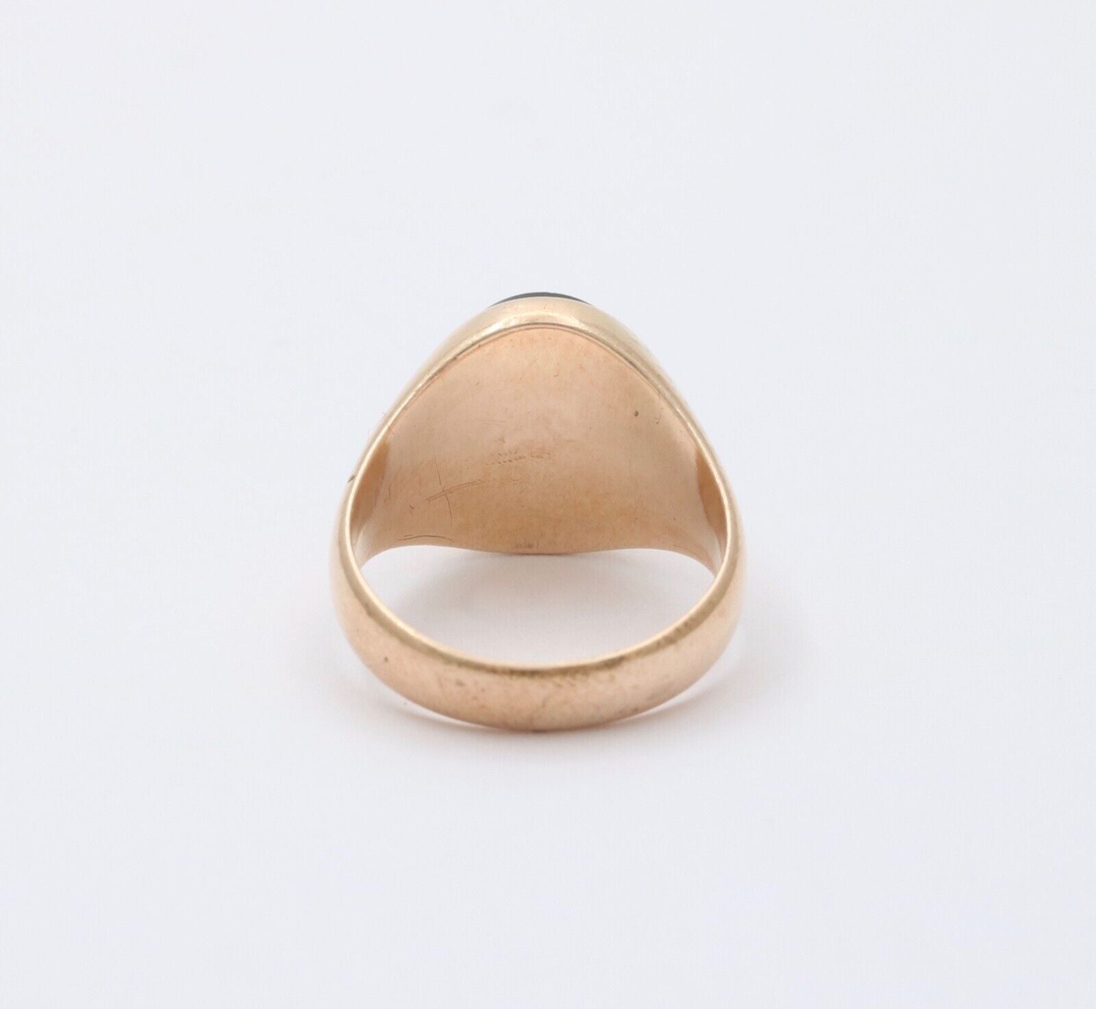 Antique 14K Pinkish Yellow Gold Green Agate Signet Ring