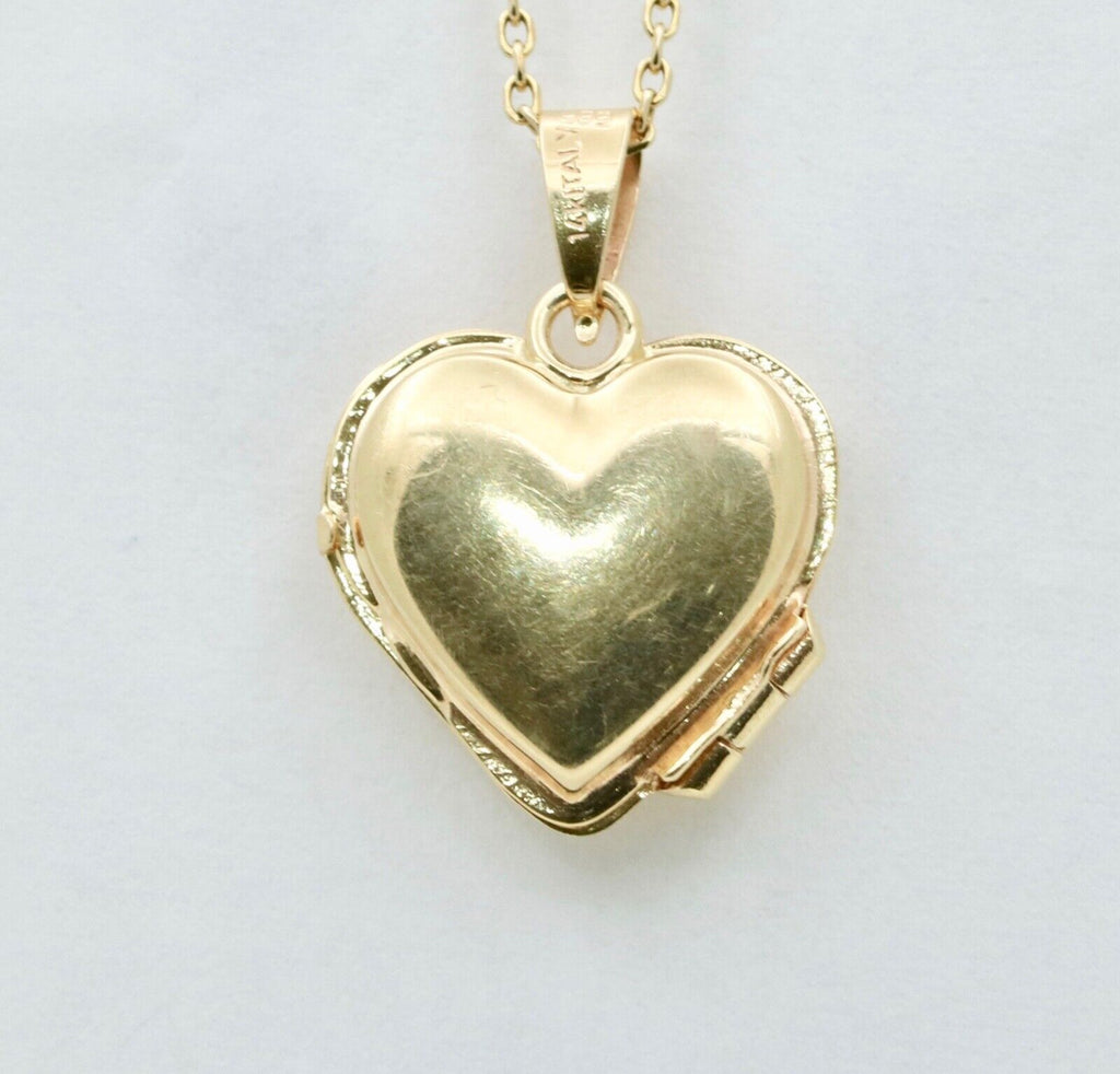 Vintage 14K Yellow Gold Heart Locket Pendant Charm