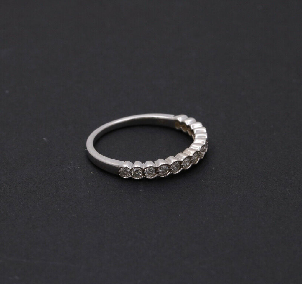 Vintage Diamonds 14K White Gold Wedding Band Stacking Ring