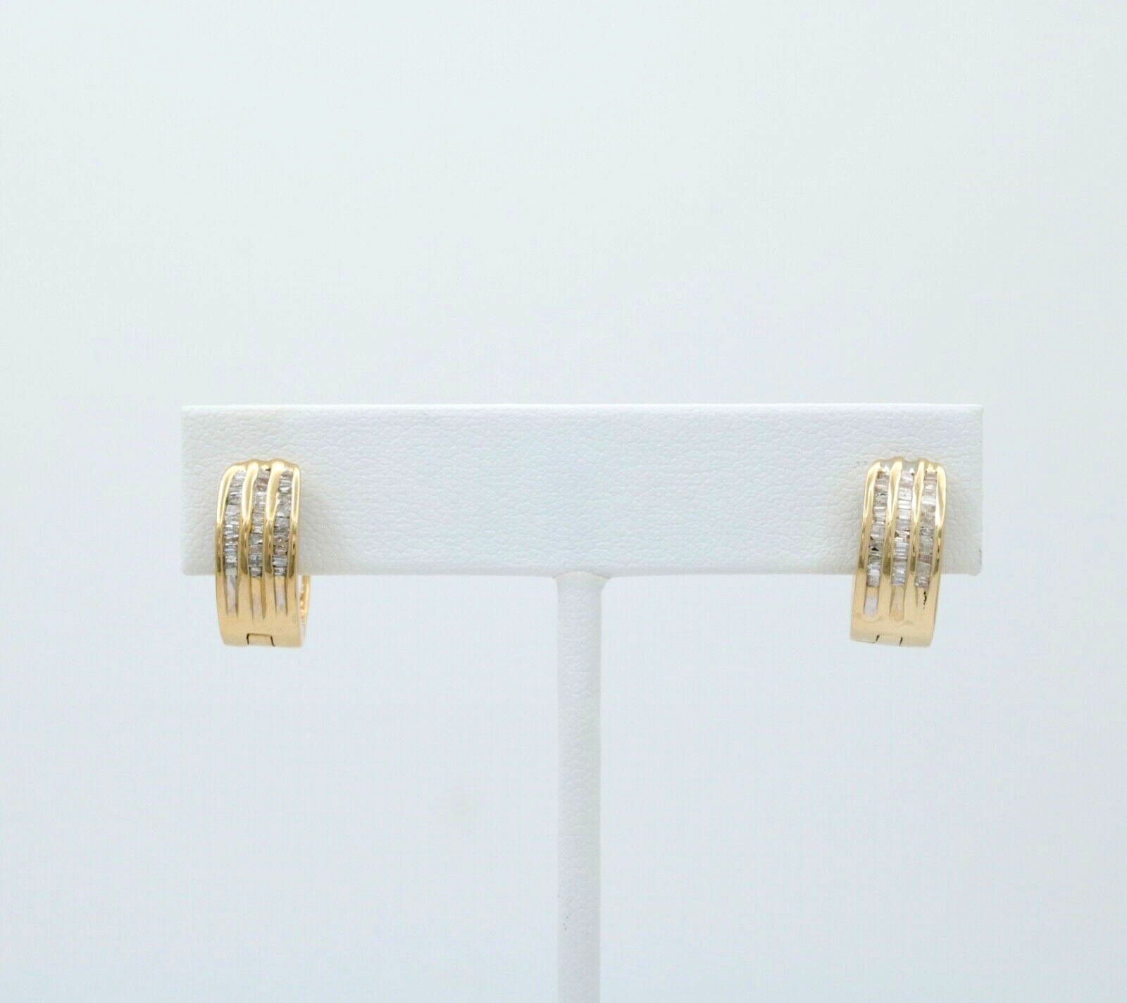 Vintage Hearts Diamonds 14K Yellow Gold Huggie Earrings