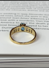 Load image into Gallery viewer, Vintage 14K Yellow Gold Blue Topaz &amp; Diamond Ring, Engagement Ring
