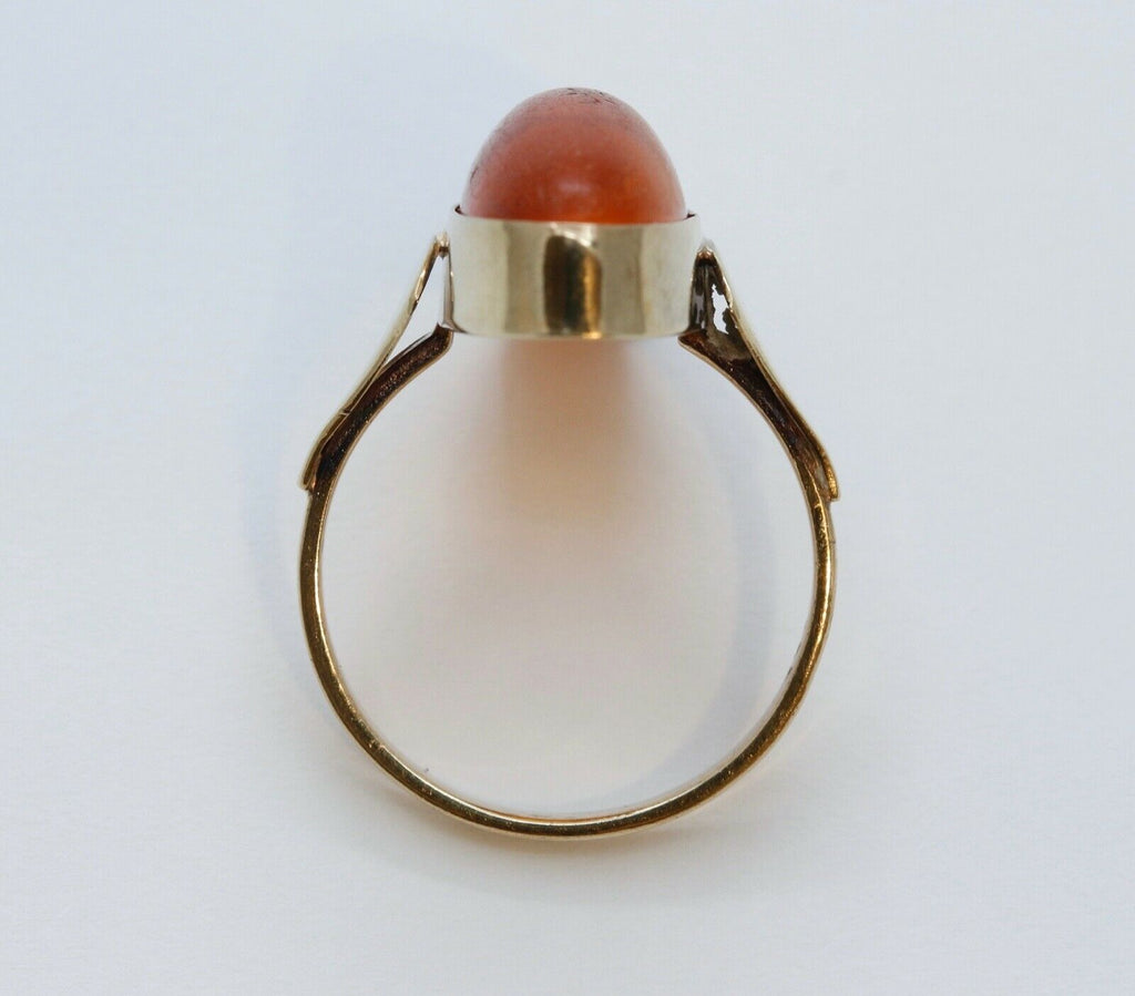 Art Deco Natural Amber 9K Yellow Gold Ring
