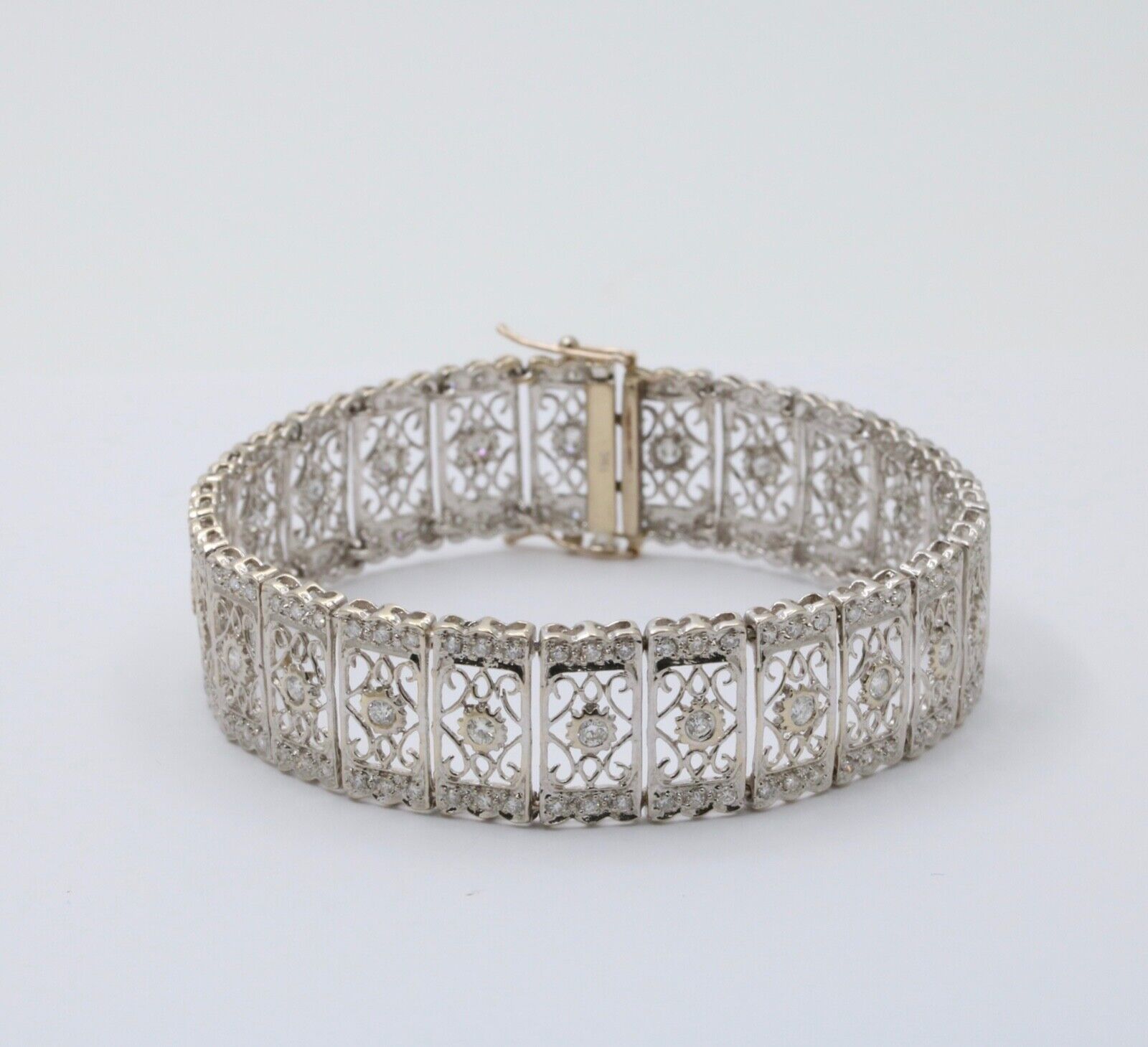 Art Deco Diamond 18K White Gold Filagree Bracelet