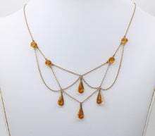 Load image into Gallery viewer, Vintage Festoon Chandelier Citrine Gold Filled Necklace
