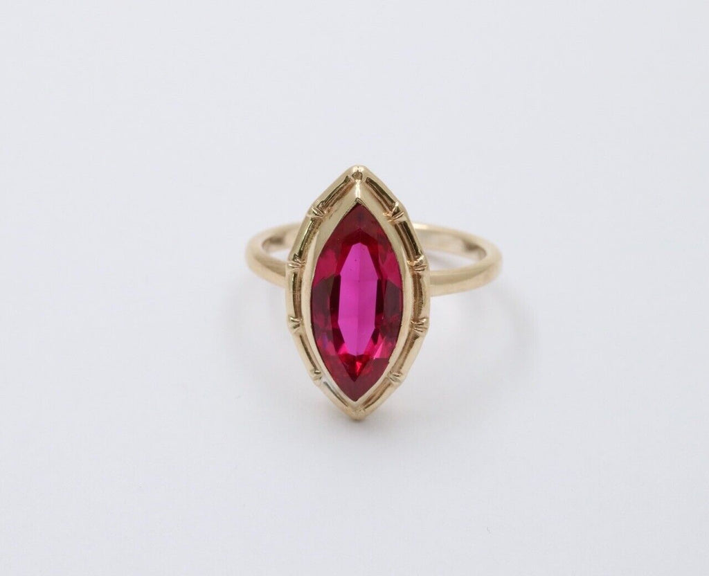 Vintage Art Deco Style 10K Yellow Gold Navette Ring